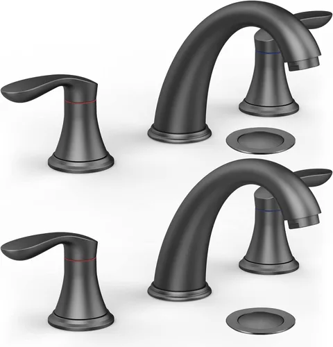 Miniatura 13 de Grifo de lavabo de baño, grifo para lavabo de baño, grifo de baño de níquel cepillado extendido de 3 orificios con desagüe emergente de acero