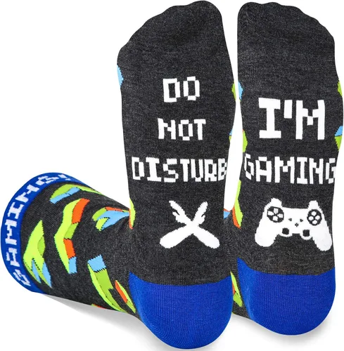 Calcetines de juego para hombre, novedosos y divertidos, para la pantorrilla, color verde, regalo para jugadores, adolescentes, niños, hijos