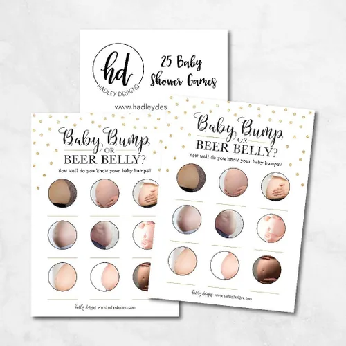 Miniatura 3 de Hadley Designs Juegos de baby shower para 25 invitados – Divertido juego de vientre de cerveza o baby bump, divertido juego de baby shower