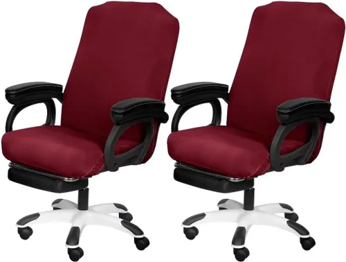 Miniatura 36 de SARAFLORA Paquete de 2 fundas para sillas de oficina, fundas elásticas para sillas de escritorio, fundas extraíbles para silla de oficina con Negro