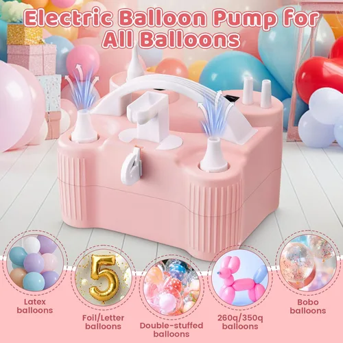 Miniatura 2 de 4-in-1 Electric Balloon Pump for All Balloons,Portable Dual Nozzle 600W Air Pump for Balloons,High Power Balloon Blower for Latex Foil 260q Mylar