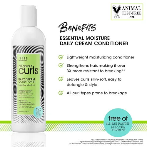 Miniatura 2 de ALL ABOUT CURLS Daily Cream Conditioner For Curly Hair Essential Moisture Strengthens & Softens 3X Resistance to Breaking Cruelty Free