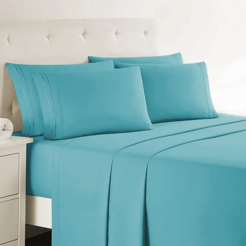 Miniatura 49 de Clara Clark - Juego de sábanas King con Flex Top, 6 piezas - Sábanas de lujo para cama King con cabeza dividida, juego de cama súper suave, King