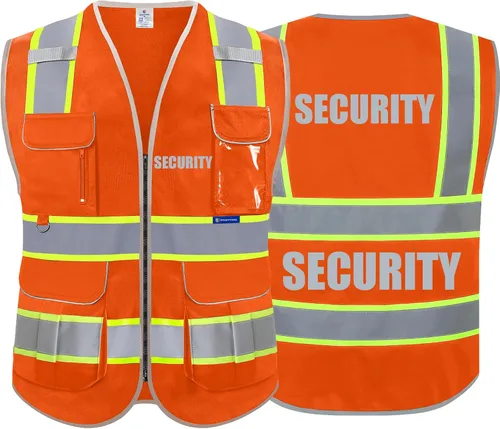 Miniatura 14 de BeautyWill Chalecos de seguridad de alta visibilidad clase 2 con certificación ANSI Chaleco de trabajo de seguridad con cremallera frontal