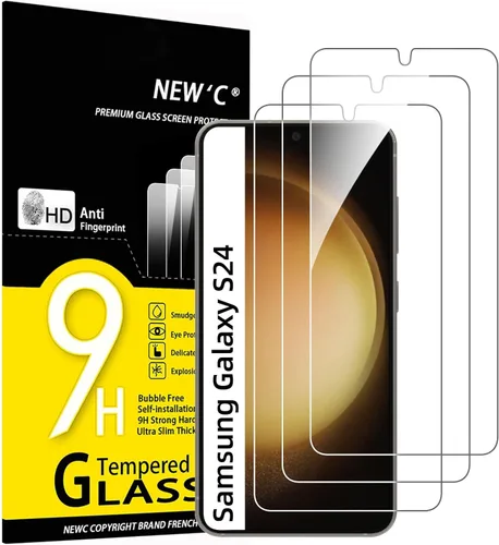 Miniatura 24 de NEW'C Paquete de 3 protectores de pantalla de vidrio templado diseñados para Samsung Galaxy S22+ / S22 Plus, compatible con fundas, antiarañazos