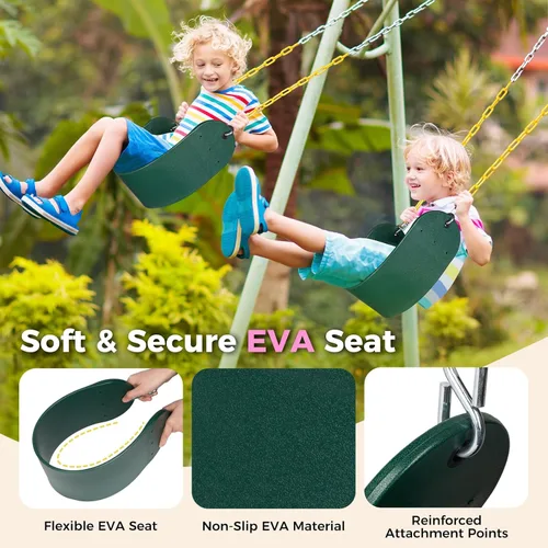 Miniatura 2 de Decorlife Paquete de 2 columpios para exteriores con cadena resistente a la oxidación de 66 pulgadas, accesorios de repuesto para asientos Verde