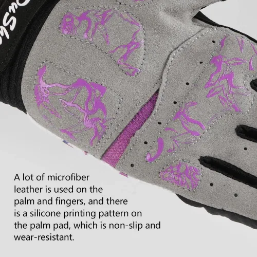 Miniatura 4 de DuShow - Guantes para bicicleta para mujer, guantes de entrenamiento floral rosa para mujer, guantes de ciclismo de dedos completos para conducir