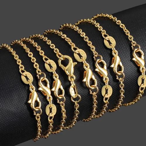 Miniatura 3 de SANNIX Paquete de 50 cadenas chapadas en oro, cadena de cable, collar a granel para hacer joyas, suministros de 18.0 in