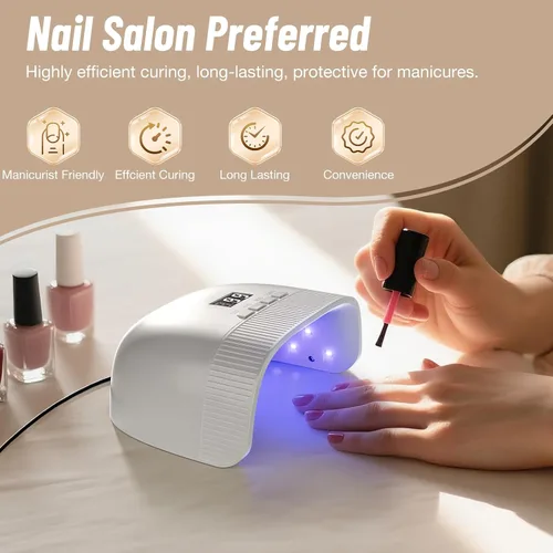Miniatura 7 de LadyMisty Lámpara de uñas UV, secado rápido, luz UV para uñas de gel con 30 cuentas de lámpara dual, 4 temporizadores, pantalla LCD, luz LED de bajo