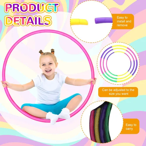 Miniatura 2 de Sratte 12 piezas de aro de juguete para niños, aro de juguete desmontable ajustable, aro de ejercicio de colores, anillo de ejercicio de plástico