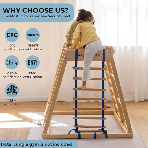 Miniatura 6 de AVDAR Escalera de cuerda para niños diseñada para gimnasios de selva de interior, escalera de cuerda de columpio de madera, accesorios para patio