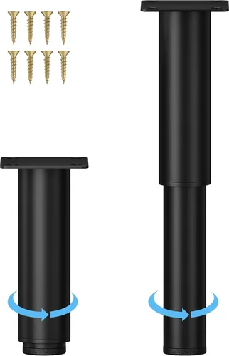 Patas ajustables de metal para muebles, de 5.12 a 9.45 pulgadas, patas de sofá Wlrrcwdttc para gabinete, patas de repuesto de altura ajustable para