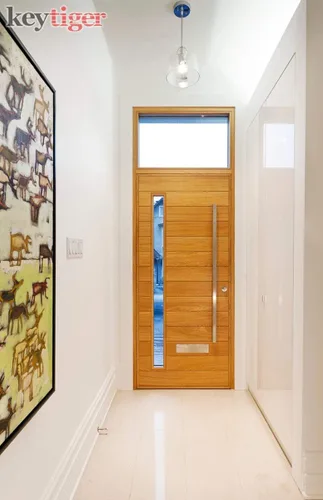 Miniatura 4 de Manija de puerta negra mate de 32 pulgadas de largo, de 1 cara, moderna manija de puerta delantera de acero inoxidable para puertas de vidrio