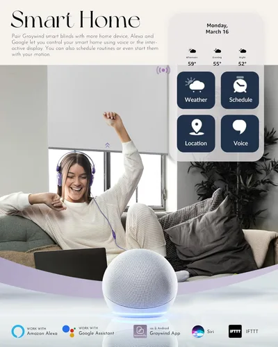Miniatura 2 de Graywind Persiana Enrollable Motorizada 100% Opaca Compatible con Alexa Google Control Remoto Inteligente Persianas Recargables con Batería Motor