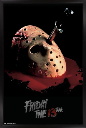 Miniatura 8 de Trends International Friday The 13th - Póster de pared de máscara sangrante, 14.725 x 22.375 pulgadas, versión enmarcada de madera de granero