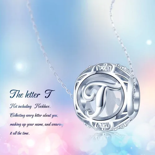 Miniatura 19 de FOREVER QUEEN - Dije con letra inicial de la A a la Z, para pulsera y collar, de plata de ley 925 con cuentas de circonita cúbica, joyería de regalo