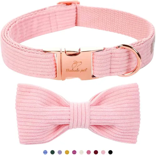 Miniatura 37 de Collares Verdes para Perros Pequeños, Lindo Collar de Pana para Perro con Corbatín, Hebilla de Metal de Seguridad, Collares Ajustables