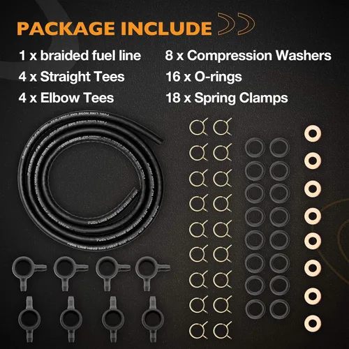 Miniatura 6 de Kit de línea de retorno del inyector de combustible diésel compatible con Ford 1983-1988 Non-Powerstroke 6.9L 7.3L