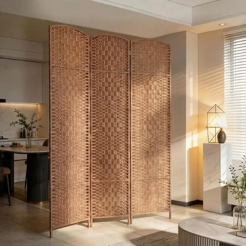 Miniatura 9 de HOMCOM – Separador de ambientes de 3 paneles plegables, pantalla divisora de privacidad de 6 pies (1.8 m) de alto, partición de pared de mimbre