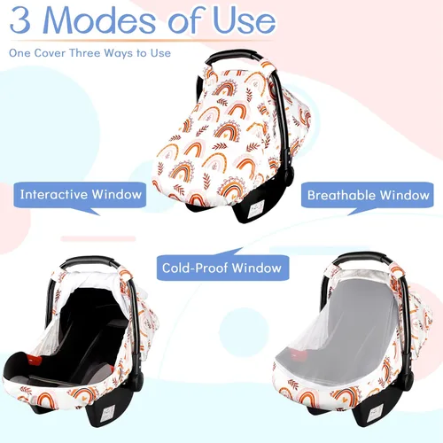Miniatura 5 de Toldo para asiento de automóvil infantil arcoíris con ventanas abiertas y malla transpirable, a prueba de patadas, suave y elástica, funda
