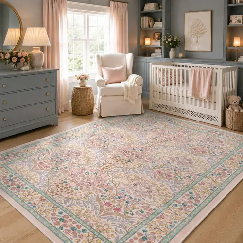 Miniatura 39 de Lahome Tapete floral lavable, suave, para entrada y cocina, 2 x 3 pies, antideslizante, bohemio, ultradelgado, fácil de limpiar, para interior, Azul