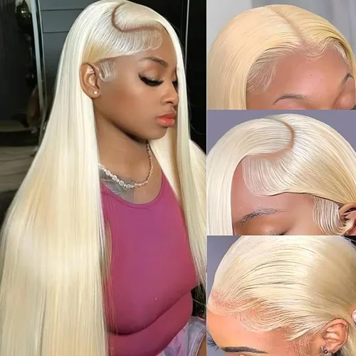 Miniatura 25 de Peluca de cabello humano 613 con encaje frontal 13x6 HD transparente densidad 180% rubia, pelucas de cabello humano con encaje frontal Peluca