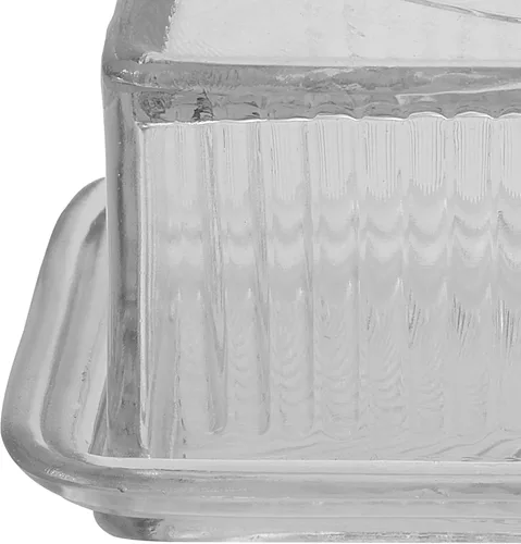 Miniatura 3 de Creative Co-Op Mantequillera de vidrio prensado transparente con tapa