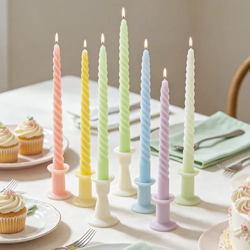 Miniatura 11 de Whaline 12 velas cónicas en espiral arcoíris de 10 pulgadas, 6 colores, sin goteo, velas de cera retorcidas, velas largas sin perfume para eventos