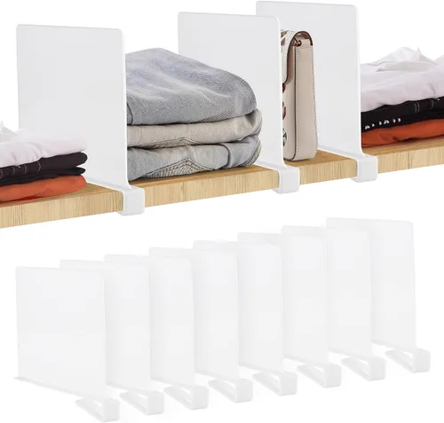 Miniatura 18 de JOY DECOR Paquete de 6 Divisores de Estantes Acrílicos Transparentes para Organizador y Almacenamiento de Armarios, Separadores de Estantes