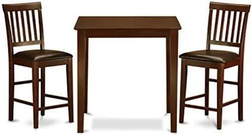 Miniatura 14 de East West Furniture VERN3-WHI-W - Juego de pub de 3 piezas de altura de mostrador para espacios pequeños contiene una mesa de comedor cuadrada y 2