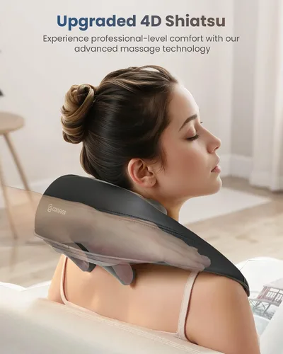 Miniatura 3 de COMFIER Masajeador de cuello 4D para aliviar el dolor de tejido profundo, masajeador manos libres para dolor de cuello y hombros, masajeador Carbón