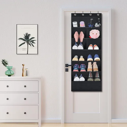 Miniatura 2 de Organizador de zapatos sobre la puerta, paquete de 2 organizadores colgantes con grandes bolsillos profundos, estante para armario y dormitorio