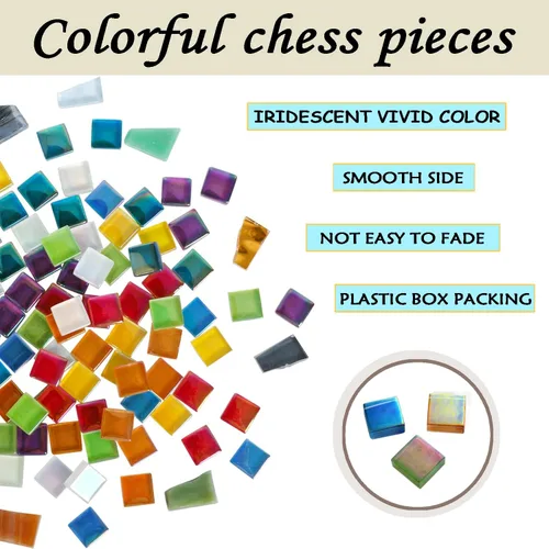 Miniatura 4 de Azulejos de mosaico de 1.5 libras surtidos de azulejos de mosaico de cristal iridiscente para manualidades, juego de piezas de mosaico de vidrio