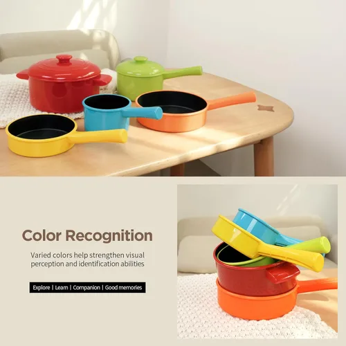 Miniatura 4 de GILOBABY Accesorios de cocina para niños - Juego completo de juguetes de cocina con ollas, sartenes y utensilios para niños pequeños de 1 a 3 años