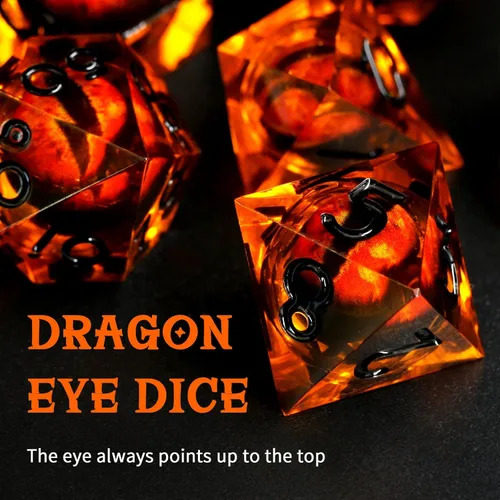 Miniatura 2 de FONVGOGO Dados Ojo de Dragón para Mazmorras y Dragones, Juego de Dados de Resina de Borde Afilado con Núcleo Líquido D&D Dados Poliédricos del Ojo