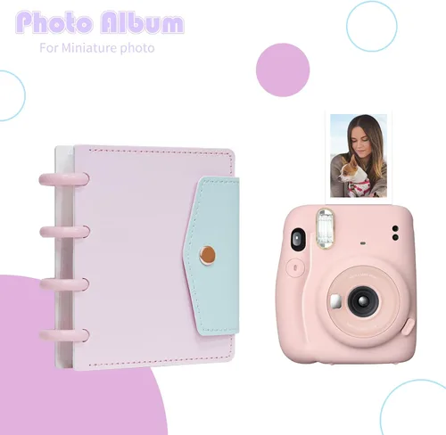 Miniatura 3 de Carpeta para tarjetas fotográficas de 3 pulgadas, álbum de fotos desmontable, mini libro de fotos con 20 bolsillos para 40 tarjetas (rosa)