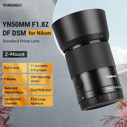 Miniatura 2 de YONGNUO Lente de montura Nikon Z YN50MM F1.8, lente de enfoque automático de enfoque completo, compatible con cámaras Nikon Z-Mount