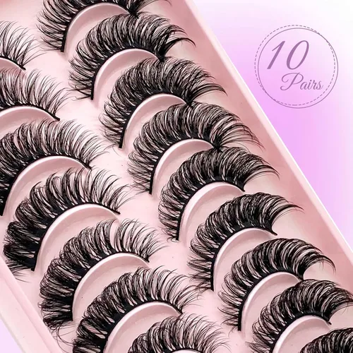 Miniatura 117 de 10 pares de pestañas rusas 3D voluminosas, con curvatura DD, pestañas postizas de visón sintético, pestañas de 19/32 de pulgada que parecen S09