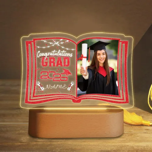 Miniatura 20 de Regalos de graduación personalizados luz nocturna con nombre de foto, lámpara LED de graduación personalizada 2026 para mujeres y hombres, regalos