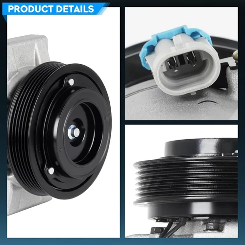Miniatura 2 de Compresor de aire acondicionado A/C con embrague apto para Chevrolet Sonic 1.6L 1.8L 2012 L4, [Nota: solo para tipo CSP15; diámetro de la polea (mm)