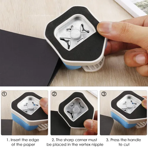 Miniatura 4 de MyArTool - Perforadora de esquinas 3 en 1, 4 mm, 7 mm, 10 mm, cortador de esquinas de 3 vías para manualidades de papel, laminado, proyectos