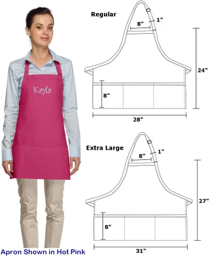 Miniatura 2 de Delantal personalizado rosa caliente hombres mujeres poli/algodón tela de sarga extra grande