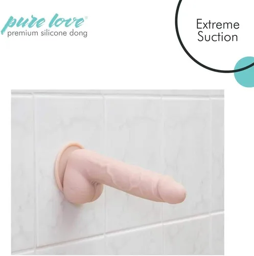 Miniatura 3 de Pure Love Consolador texturizado del silicón de 7.5 pulgadas con la ventosa, color beige, juguete sexual adulto
