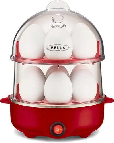 Miniatura 10 de BELLA - Cocedor eléctrico para huevos de 360 V, bandeja doble para 14 huevos y apagado automático, escalfados, revueltos, duros, a medio cocer