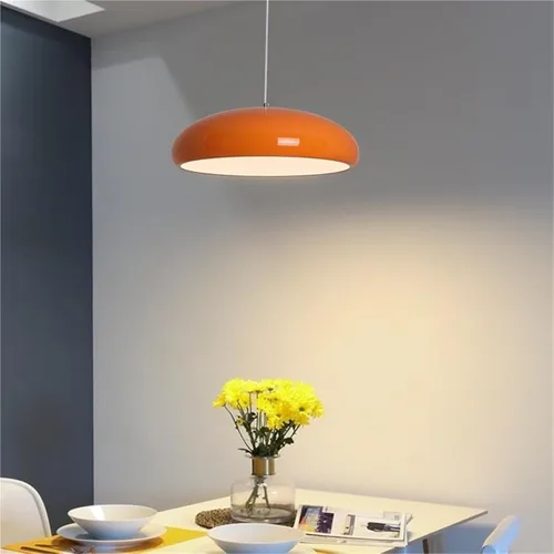 Miniatura 2 de ELEFOCUS Aluminum Pendant Light Fixtures, Acrylic Hanging Pendant Lamp, 59.1IN Height Adjustable and Dimmable LED Chandelier(Color:Arancione)