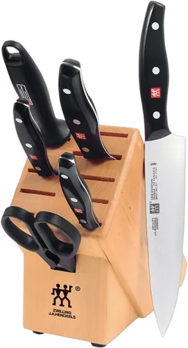 Miniatura 5 de ZWILLING Twin Signature - Juego de cuchillos alemanes de 7 piezas con bloque, afilados, producidos en fábrica propia, acero de fórmula especial