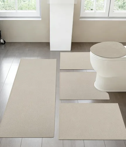 Miniatura 21 de YIHOUSE Juego de 2 tapetes de baño ultrafinos de secado rápido, tapete de baño absorbente para baño, antideslizante, lavable a máquina (beige)