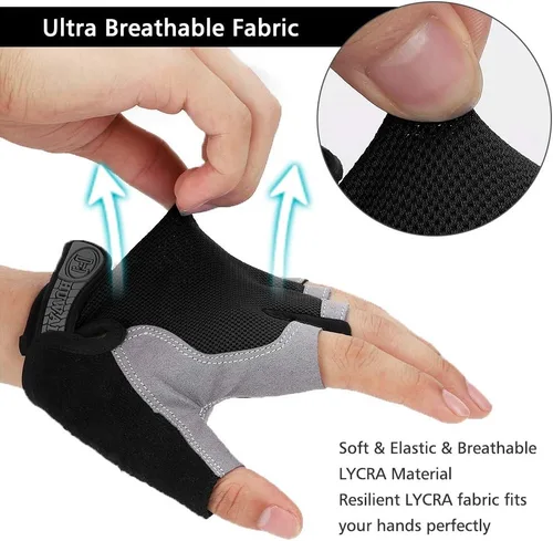 Miniatura 5 de Accmor Guantes de ciclismo para hombres y mujeres, guantes de bicicleta de medio dedo, guantes de bicicleta MTB, guantes antideslizantes que