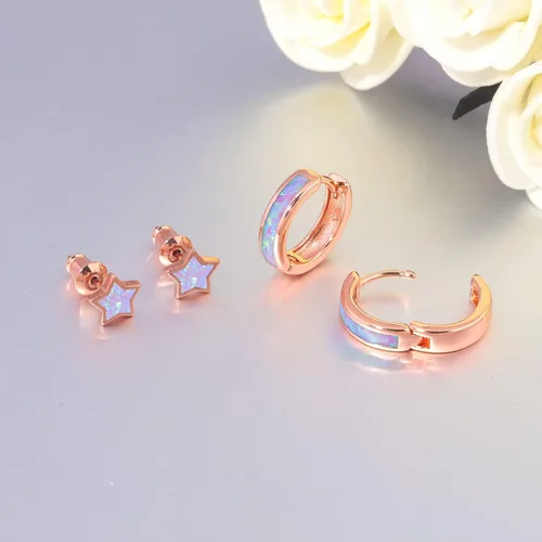 Miniatura 226 de CiNily Aretes Huggie de ópalo con bisagras, chapados en oro, hipoalergénicos, pequeños aretes de aro para mujeres, adolescentes, niñas, hombres