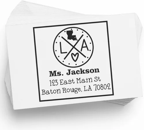 Miniatura 43 de Sello entintado moderno con nombre y dirección del estado de Alabama – Sello de dirección de devolución personalizado para invitaciones de despedida